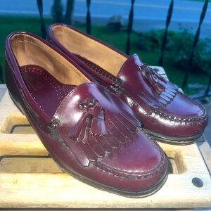 Men's Bass Layton Weejuns Burgundy Leather Tassels Kilt Size 8.5D
